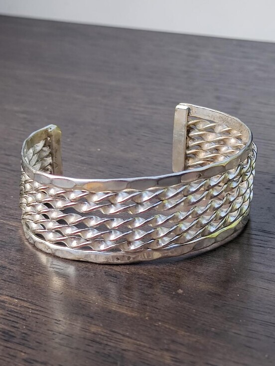 Vintage Jewelry - Wide Vintage Sterling Silver Cuff Bracelet